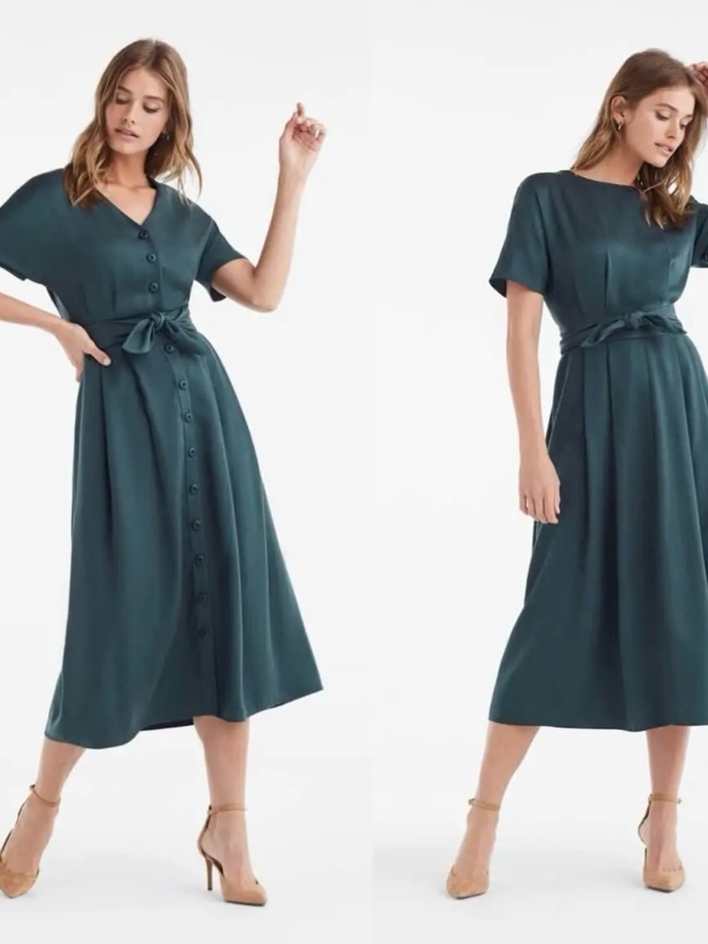 VETTA Two-Piece Midi Dress | Black | Size 8 | 100% TENCEL | Discontinued